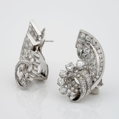 Art Deco 4.50ct Diamond Cornucopia Earrings