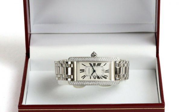Cartier Tank Américaine Midi 18ct White Gold Diamond Automatic Watch