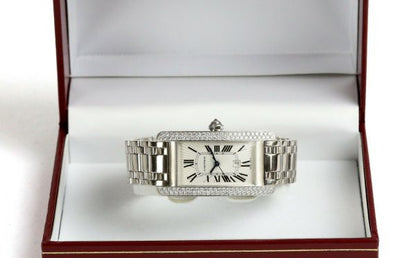Cartier Tank Américaine Midi 18ct White Gold Diamond Automatic Watch