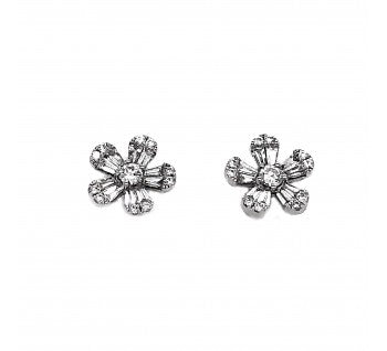 Contemporary Diamond Flower Cluster Stud Earrings, 0.77 carat total