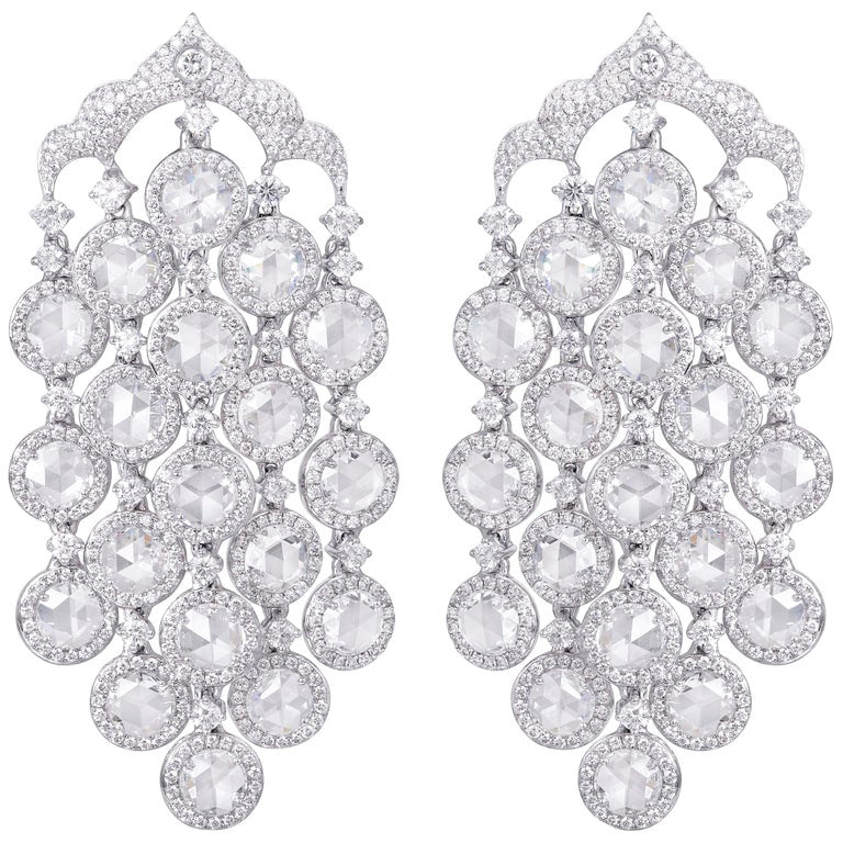 Diamond Chandelier Drop Earrings, 10.96 carat total, 18ct White Gold