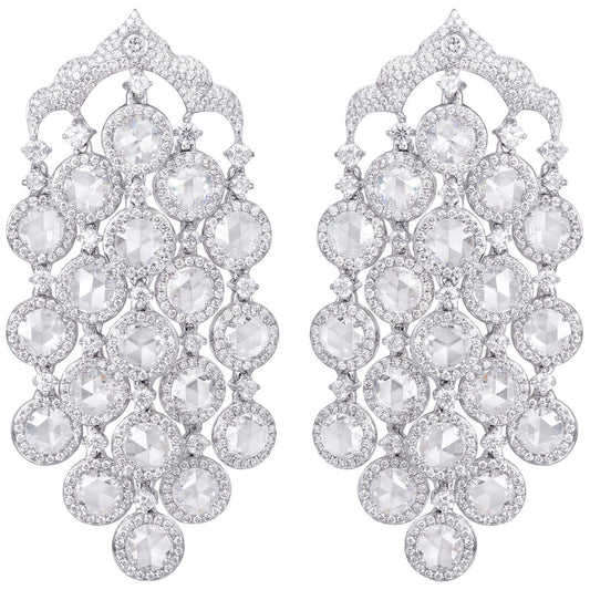 Diamond Chandelier Drop Earrings, 10.96 carat total, 18ct White Gold