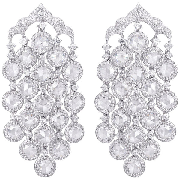 Diamond Chandelier Drop Earrings, 10.96 carat total, 18ct White Gold