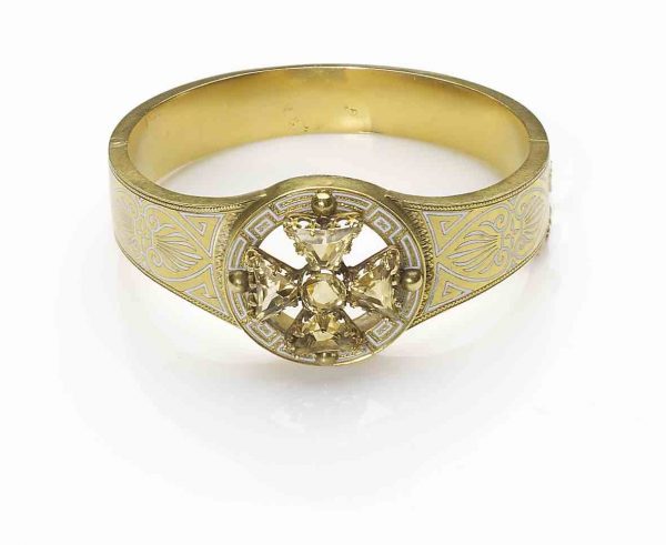 Antique Victorian Gem Set & Enamel Bangle