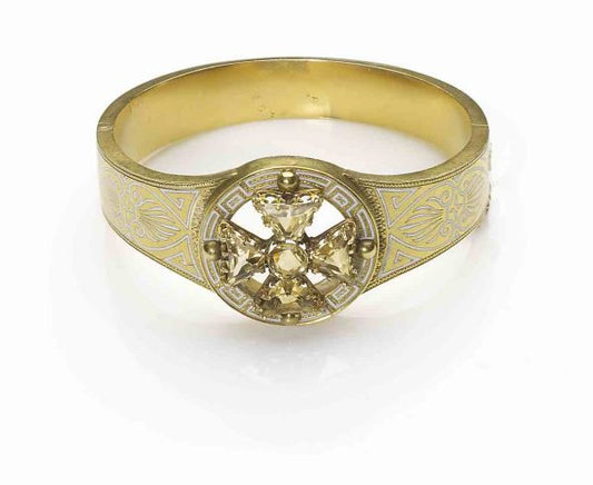 Antique Victorian Gem Set & Enamel Bangle