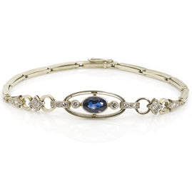 Sapphire and Diamond Set Link Bracelet in Platinum and 18ct White Gold