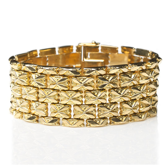 Vintage 1960s Wide Fancy Link 18ct Gold Bracelet