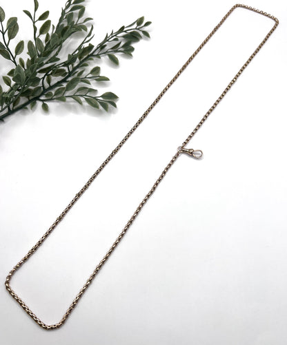 A long rose gold link necklace with swivel clasp