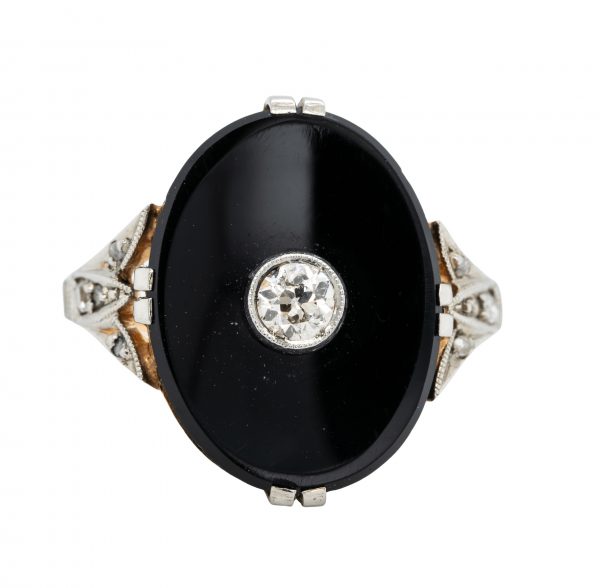 Art Deco Onyx and Diamond Ring