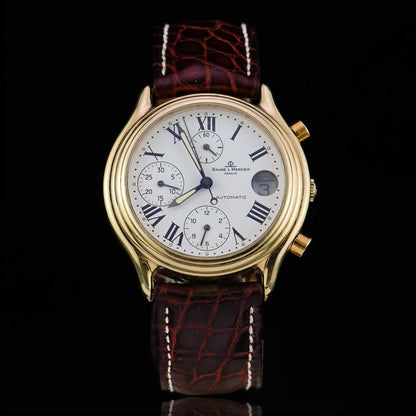 Vintage Baume and Mercier 86103 Baumatic 18ct Yellow Gold Chronograph Watch