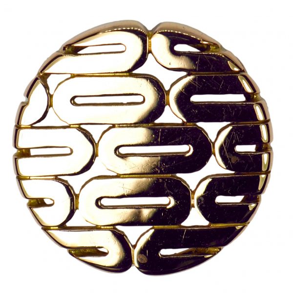 French Retro Oval Motif 18ct Rose Gold Pendant; with pierced fluid geometric design, Stamped with the eagle’s head and unknown maker’s mark