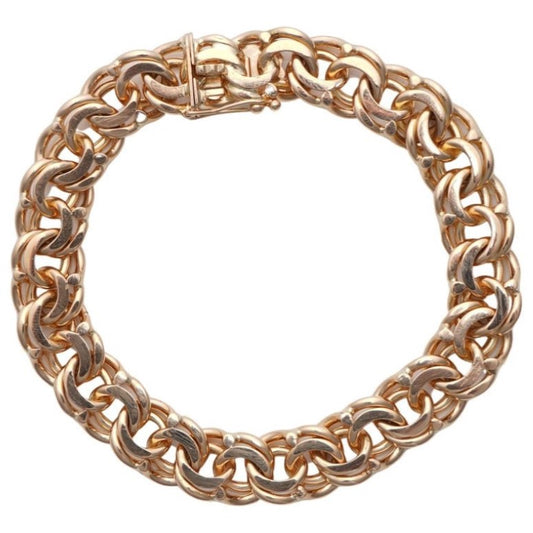 Vintage 18ct Rose Gold Bismark Link Curb Chain Bracelet