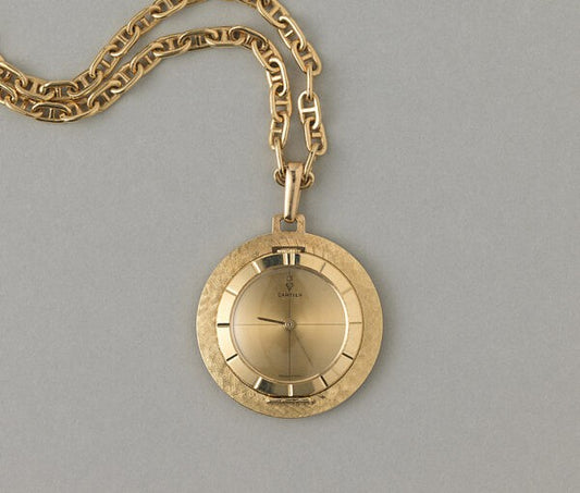 Cartier Vintage 18ct Yellow Gold Pocket Pendant Watch; Signed and numbered Cartier, 015 400, made by Swiss maker Corum, Circa 1960s