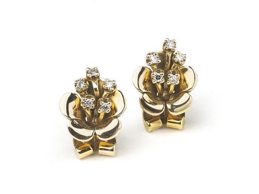 Vintage Flower Clip On Earrings