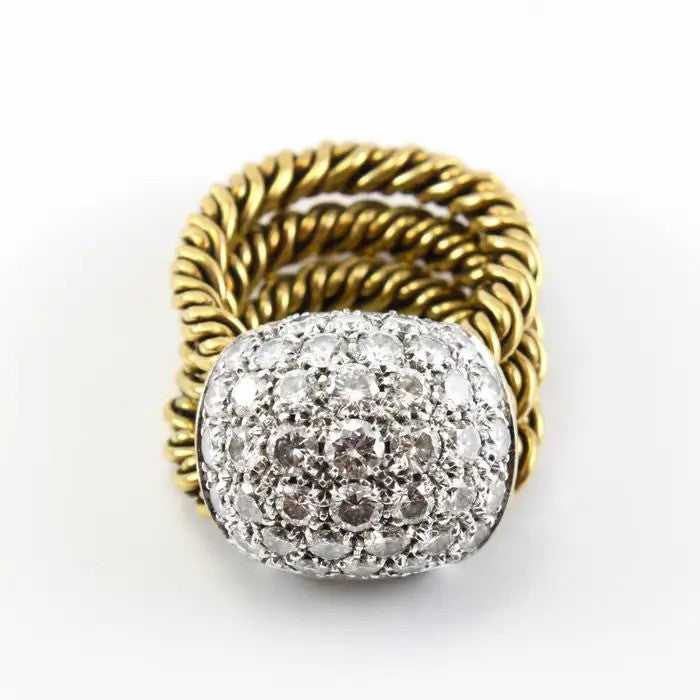Vintage Pomellato 5ct Diamond Bombe Cocktail Ring