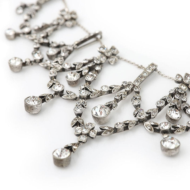 Antique Edwardian Silver and Paste Festoon Necklace