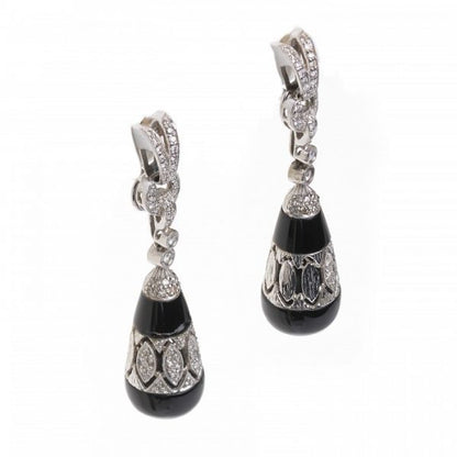 Black Onyx and Diamond Drop Earrings