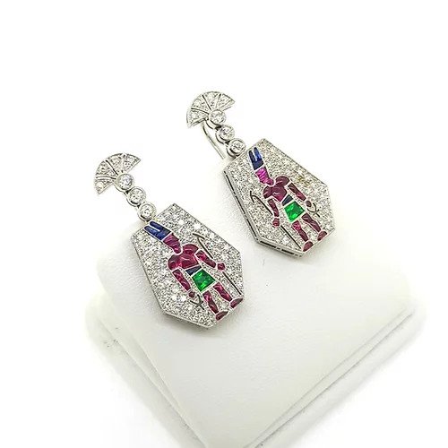 Egyptian Design Multi Gemstone Earrings