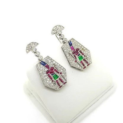 Egyptian Design Multi Gemstone Earrings