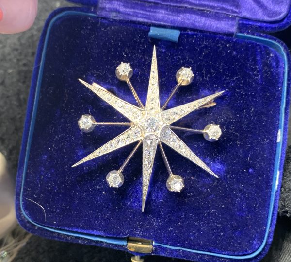 Antique Victorian 4.10ct Diamond Star Brooch