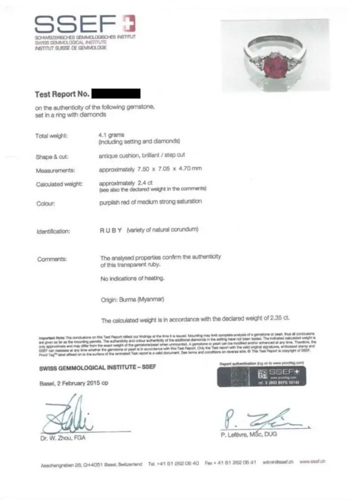 Certified Natural 2.4ct Burma Ruby and Diamond Ring by Gubelin