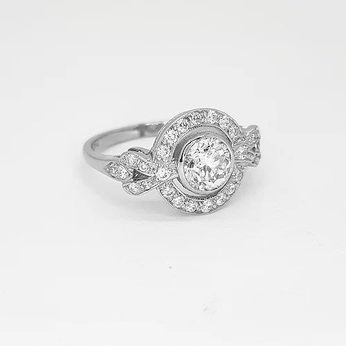 Diamond and Platinum Cluster Dress Ring, 1.10 carats