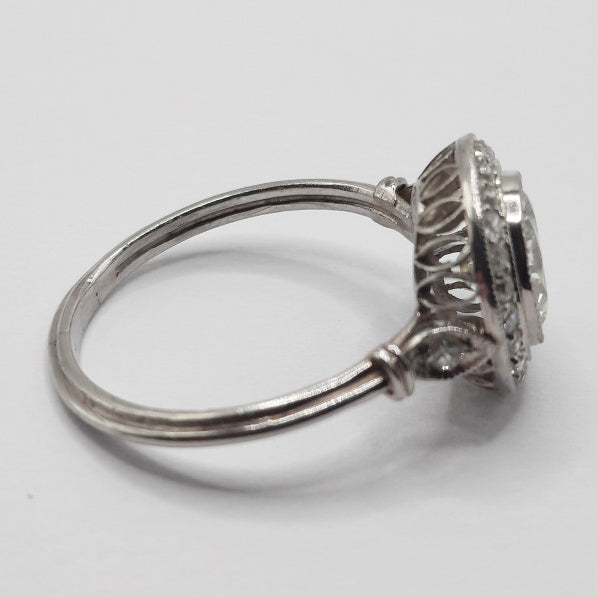 1.50ct Old European Cut Diamond Halo Cluster Ring