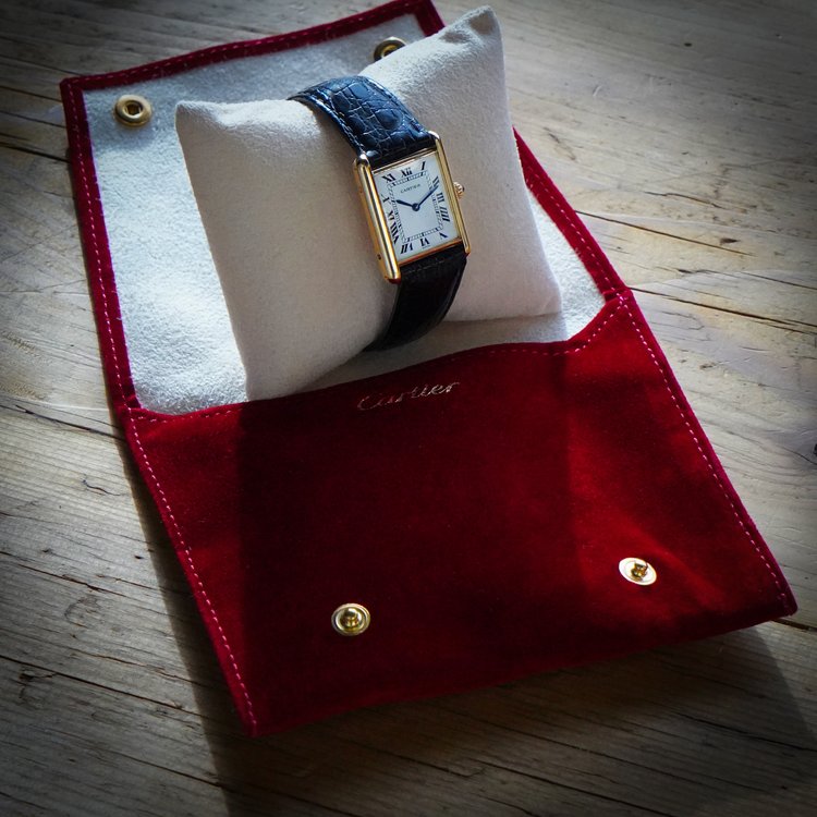 Ladies Cartier Tank 18ct Gold Quartz Watch in Cartier Pouch