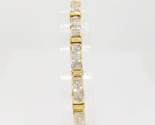 6.00ct Diamond and 18ct Yellow Gold Panel Line Bracelet