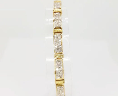 6.00ct Diamond and 18ct Yellow Gold Panel Line Bracelet