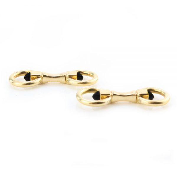 Cartier Vintage 18ct Yellow Gold Cufflinks with Onyx, Made in London, Circa 1970s. Designer Jacques Cartier