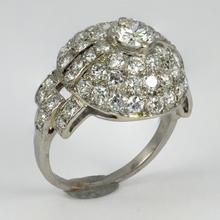 Art Deco French 3.60ct Diamond and Platinum Target Dome Bombe Ring