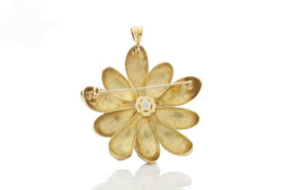 Vintage 1ct Diamond and 18ct Yellow Gold Flower Brooch Pendant; 18ct floral brooch come pendant set with brilliant cut diamonds, London 1995