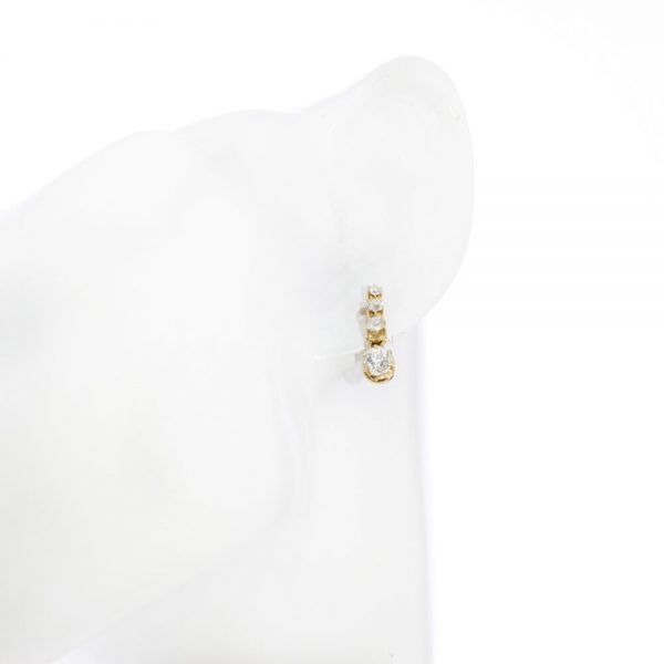 Vintage 1940s Diamond Drop Earrings in 18ct Yellow Gold, 1.20 carat total