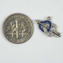 Sapphire and Diamond Interlocking Hearts and Cupids Arrow Charm Pendant in Platinum