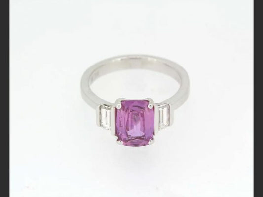Natural Pink Sapphire and Diamond Ring, gemstones totaling 2.64 carats