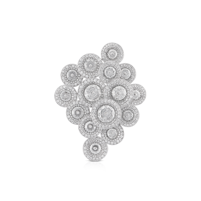 Contemporary Diamond Cluster Brooch; set with 3.82cts custom manufactured rondelle diamonds and a staggering 1140 round brilliant-cut diamonds