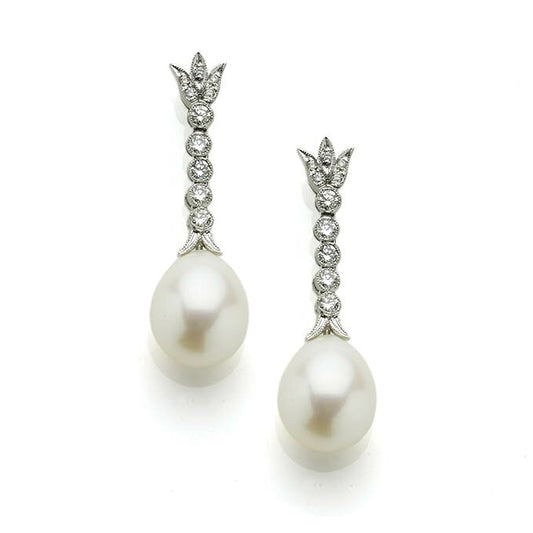 Pearl & Diamond Pendant Earrings
