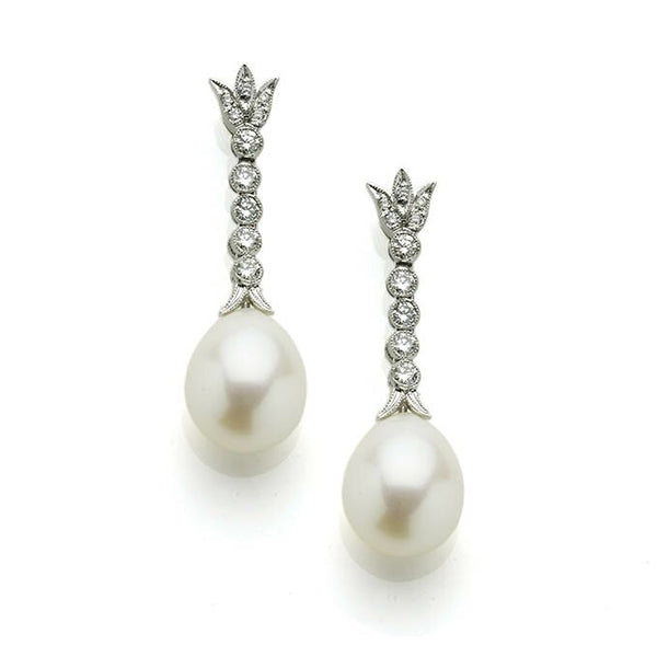 Pearl & Diamond Pendant Earrings