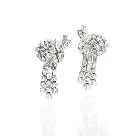 1950's Diamond Clip Drop Earrings