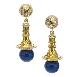 18ct Yellow Gold Lapis Lazuli Drop Earrings