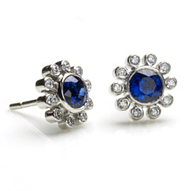 Sapphire & Diamond Petal Earrings