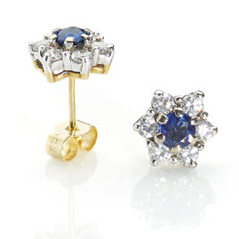 Sapphire & Diamond Star Earrings