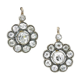 Antique Victorian Diamond Cluster Earrings