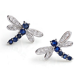 Sapphire & Diamond Set Dragonfly Earrings