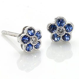 Sapphire & Diamond Cluster Earrings