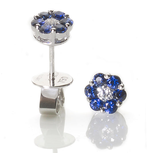 Sapphire & Diamond Flowerhead Earrings