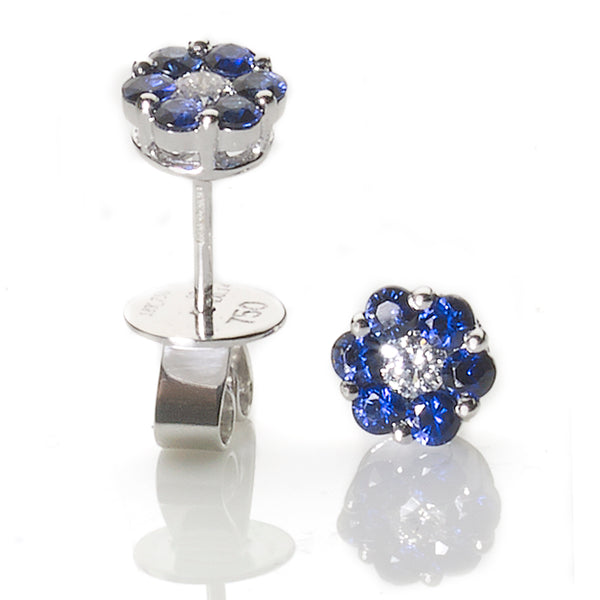 Sapphire & Diamond Flowerhead Earrings