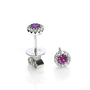 Ruby & Diamond Cluster Earrings