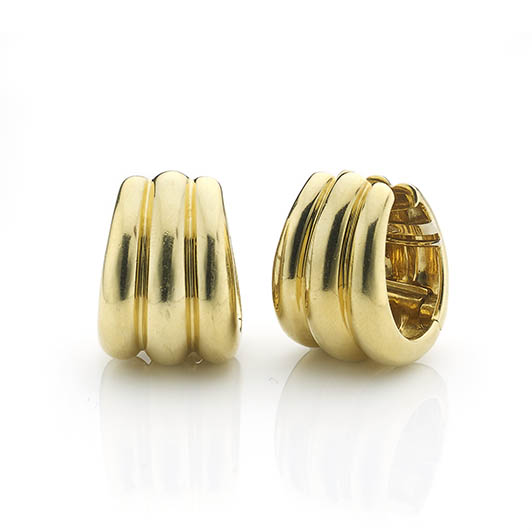 Three Row Gold Hoop Earrings